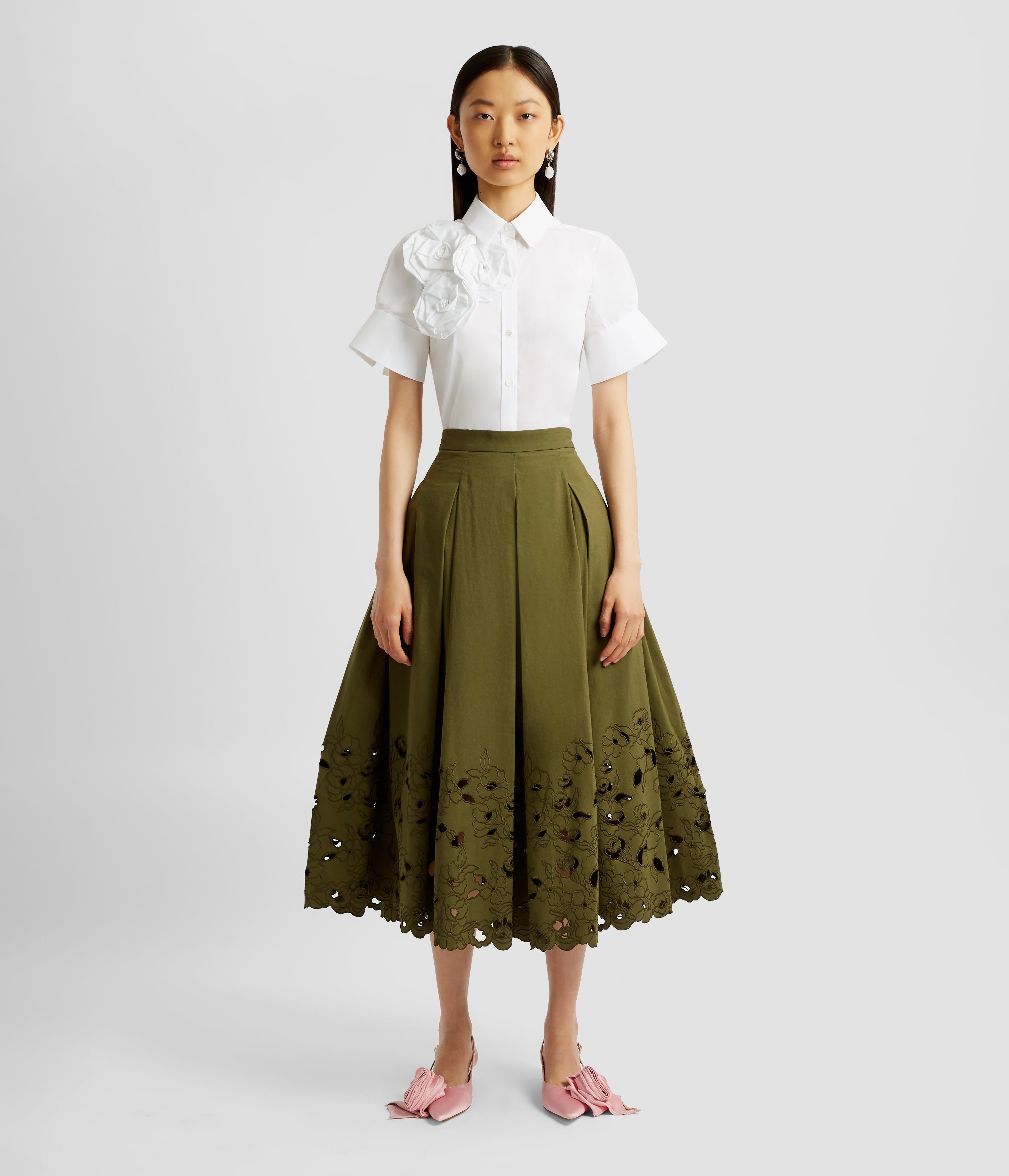 VOLUME HEM PLEAT DETAIL SKIRT - 2