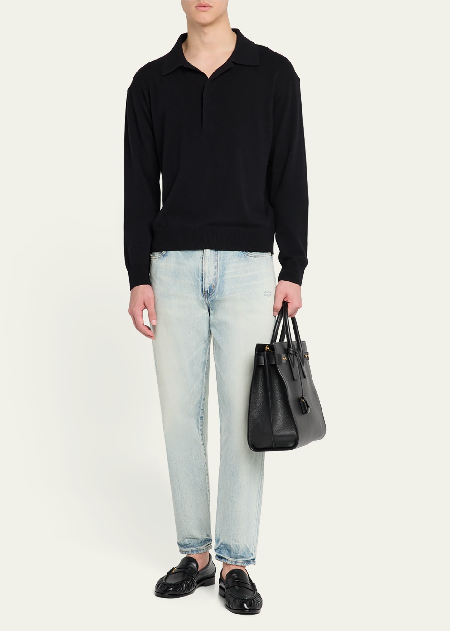 Men's Sac de Jour Large Grained Leather Tote Bag - 6