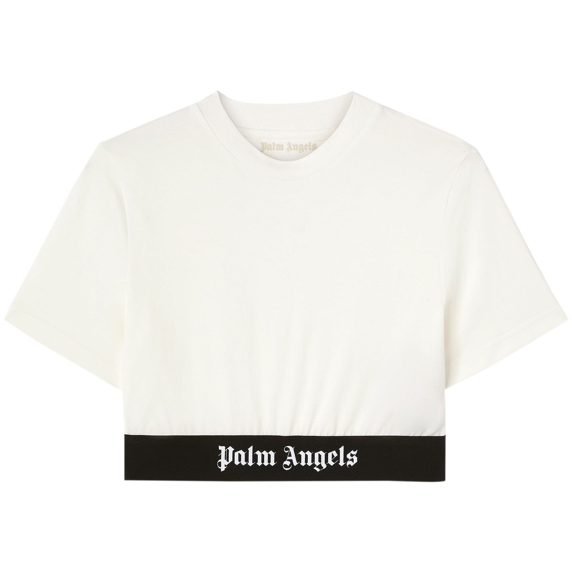 Palm Angels Classic Logo Tape Crop Tee 'Off White/Black' - 1