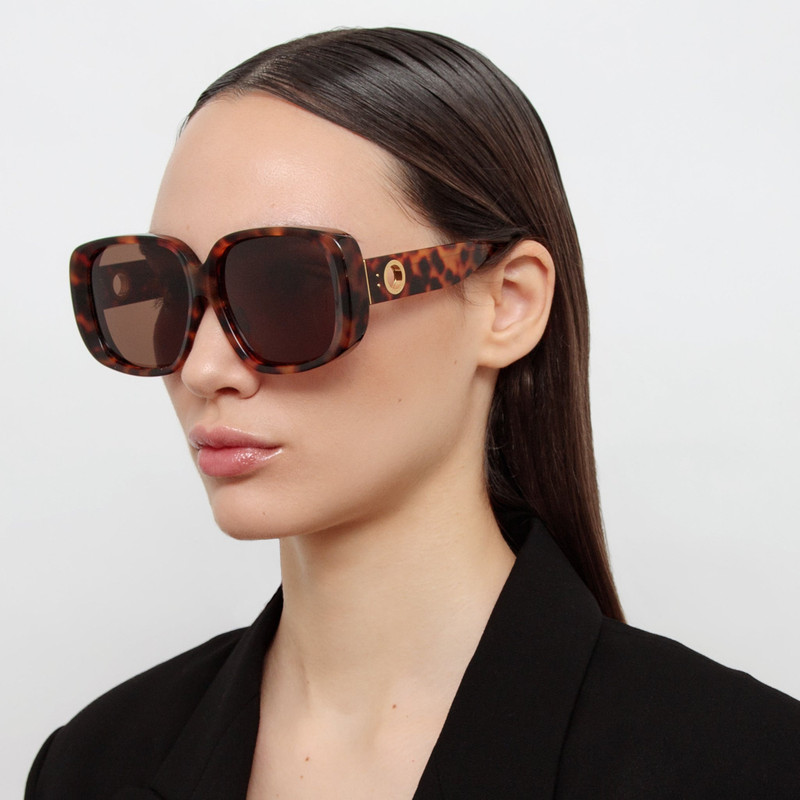 LINDA FARROW Astrid Oversized Sunglasses in Tortoiseshell outlook