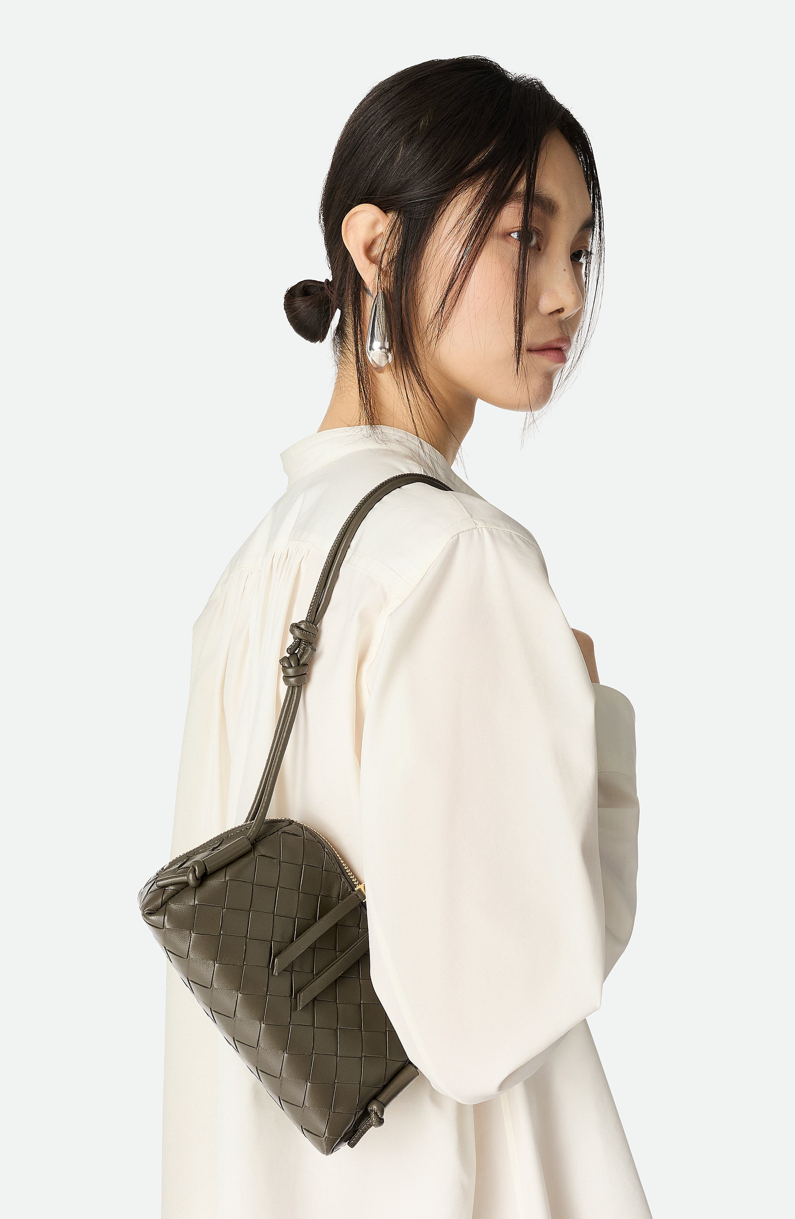 Bottega Veneta Mini Concert Intrecciato Leather Crossbody Bag in 3228 Cypress-Gold at Nordstrom - 7