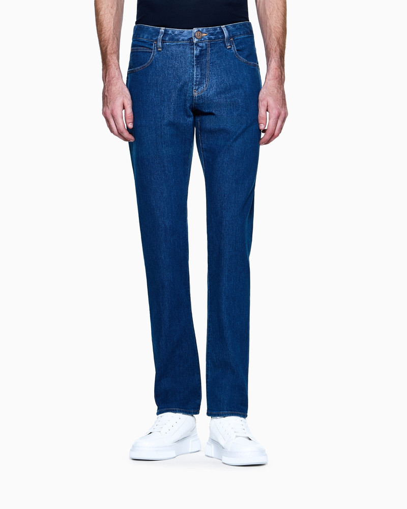 GIORGIO ARMANI Five-pocket, slim-fit, stretch cotton-denim trousers outlook