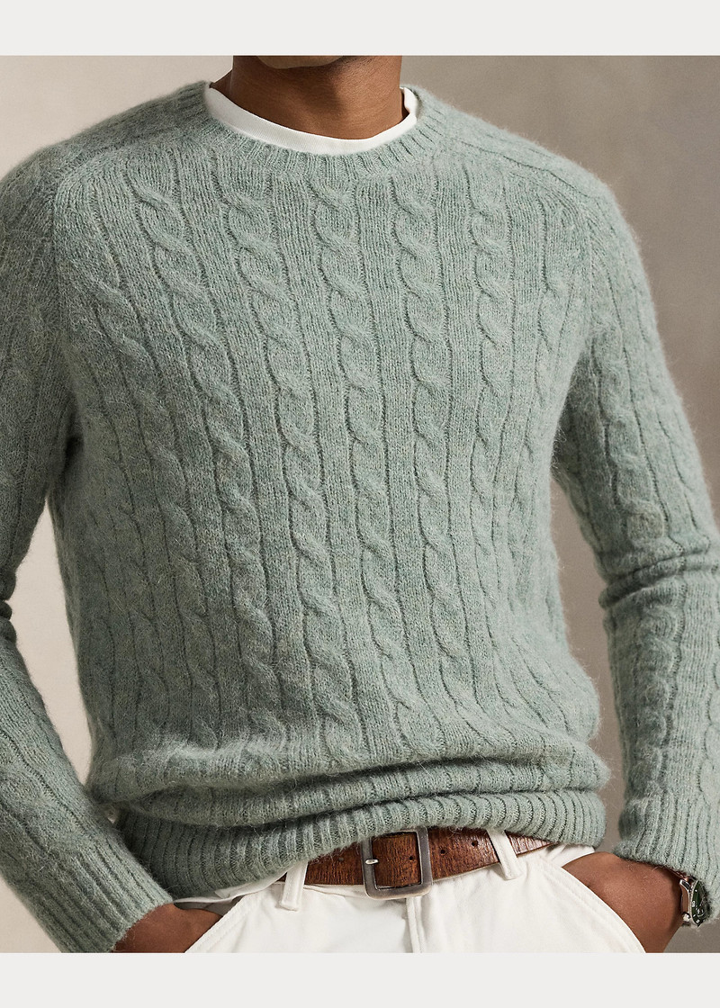Suede-Patch Cable-Knit Sweater 5