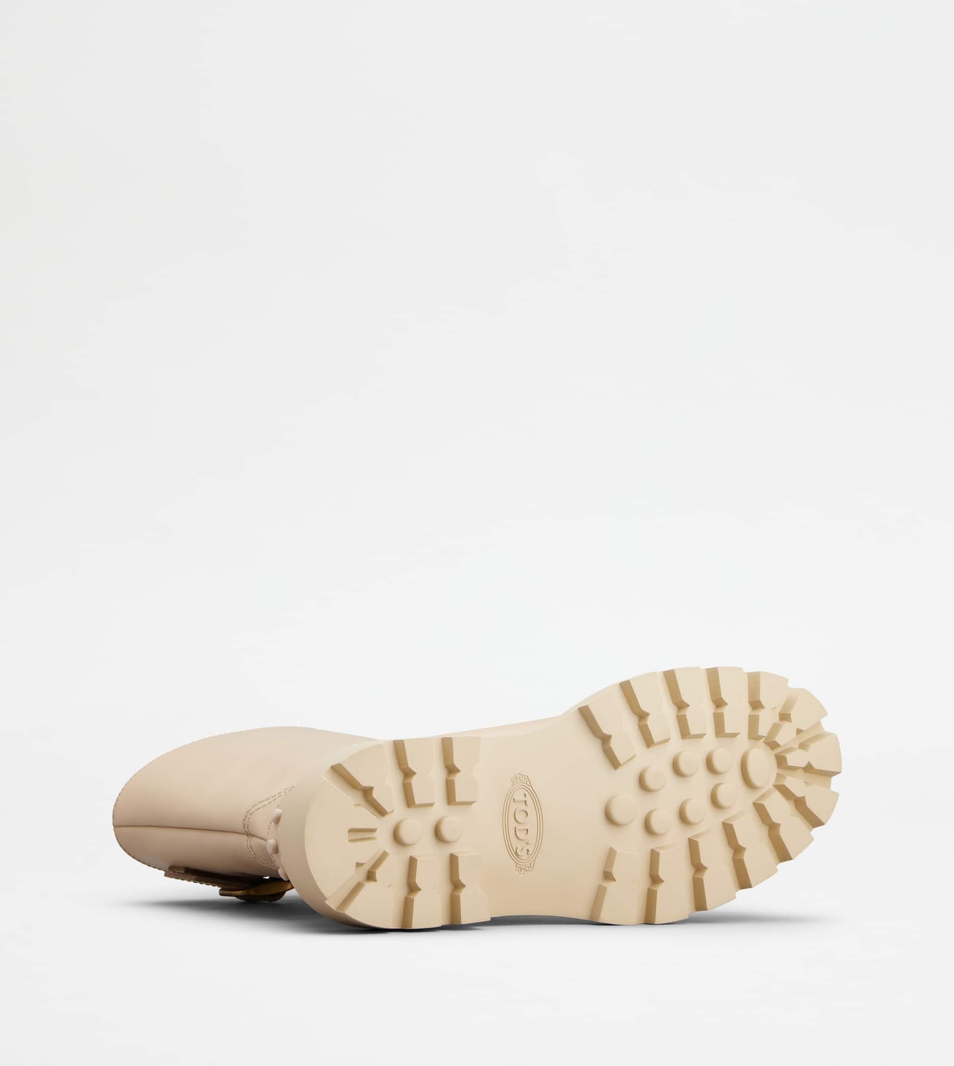 BIKER BOOTS IN LEATHER - BEIGE - 4