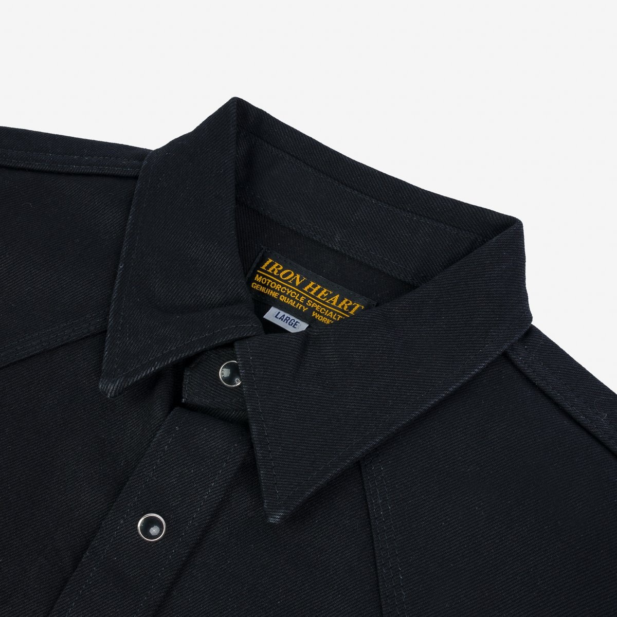 IHSH-361-BLK 16oz Non-Selvedge Denim Western Shirt -  Superblack (Fades To Grey) - 7