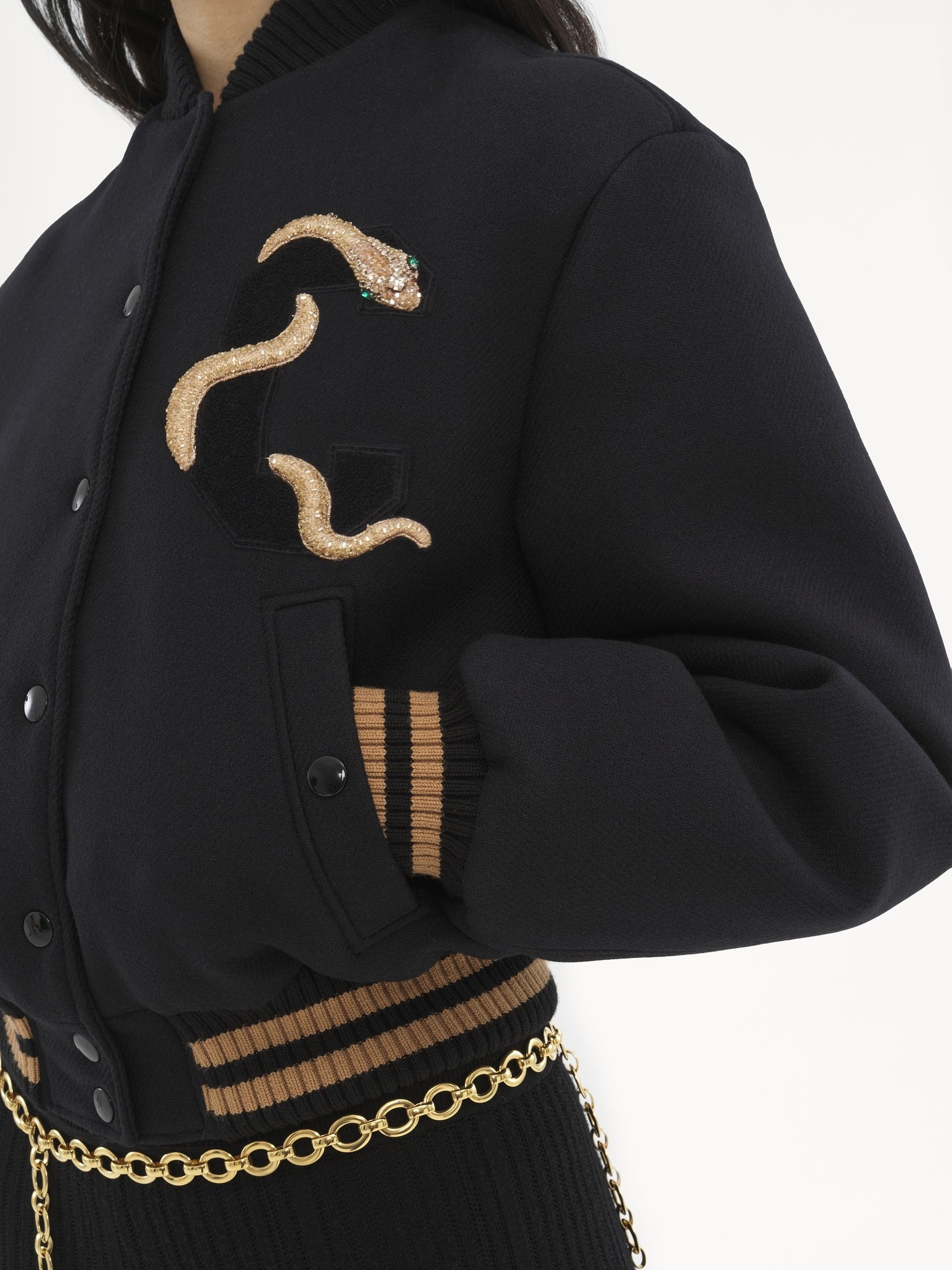 EMBROIDERED BOMBER JACKET IN WOOL DRILL - 6