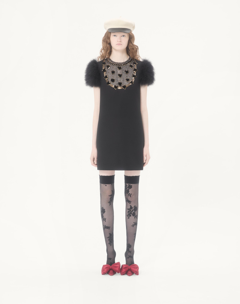 EMBROIDERED CREPE COUTURE SHORT DRESS 4
