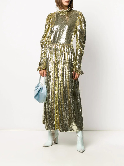 MSGM ruffled neck sequin long dress outlook