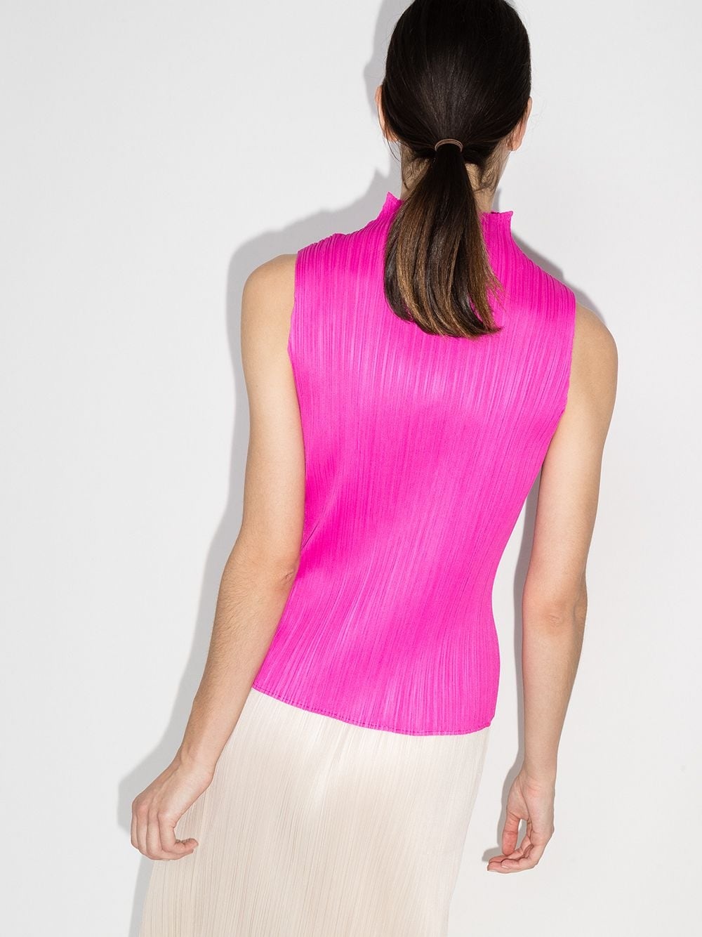 high-neck plissé top - 3