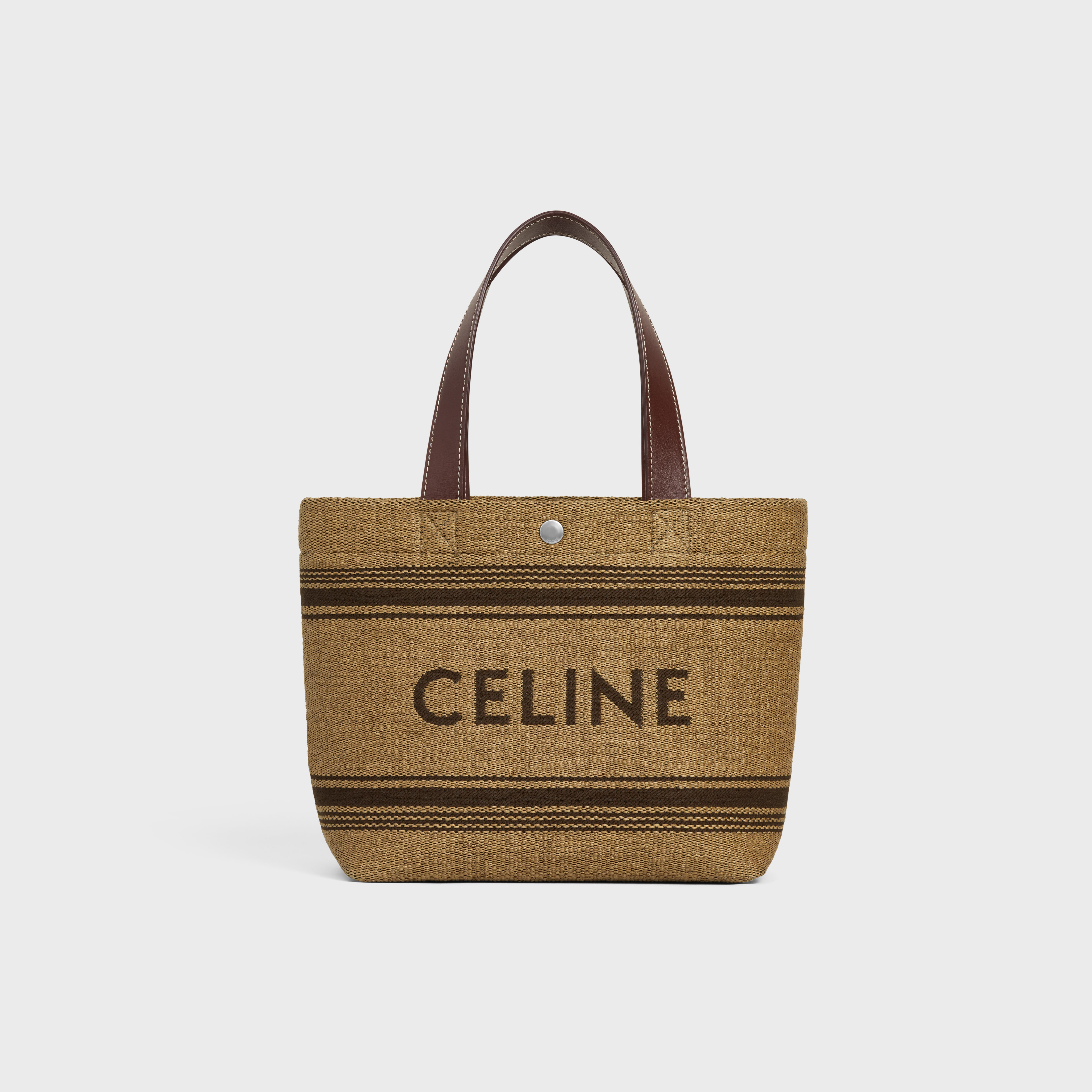 Mini Cabas in Textile with raffia effect and calfskin - 1