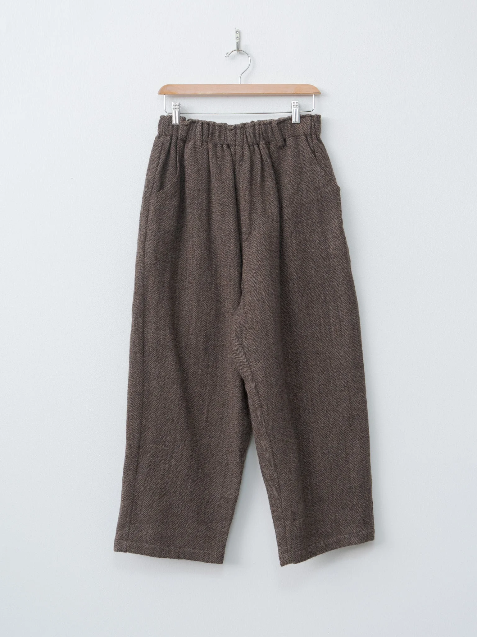 Wool Herringbone Pants - Brown - 1