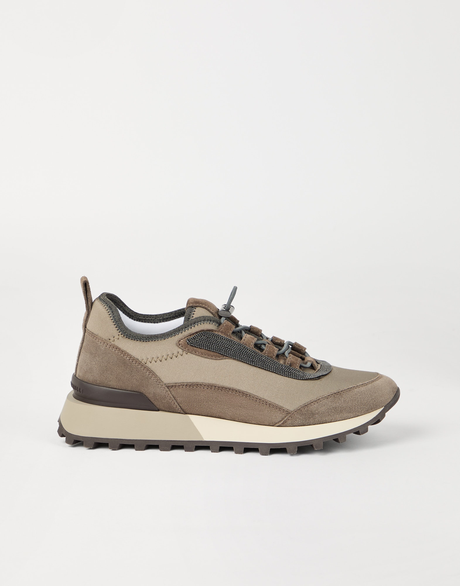 Techno fabric and suede runners with precious trim - 5