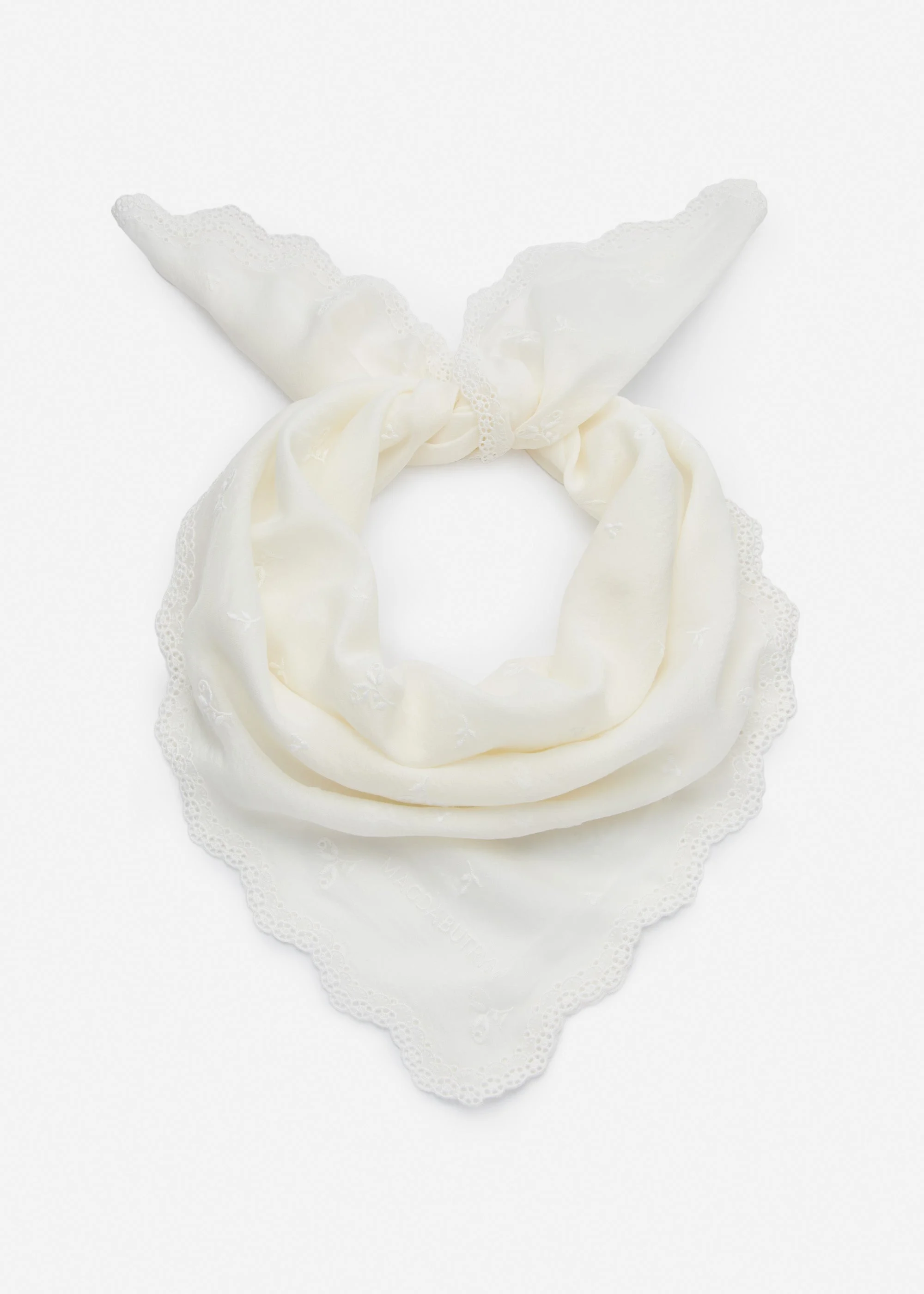 Embroidered silk-blend square scarf in white - 1