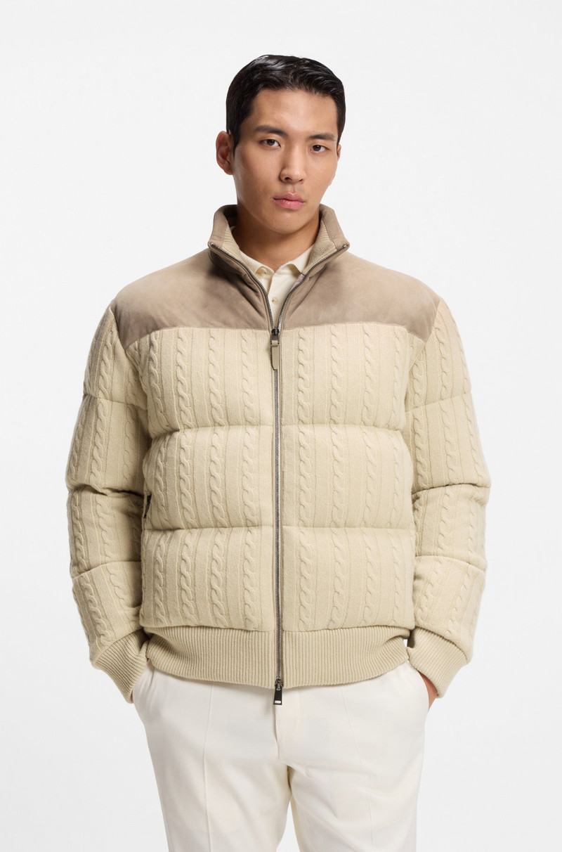 SUEDE-TRIM DOWN JACKET IN WOOL AND CASHMERE 2