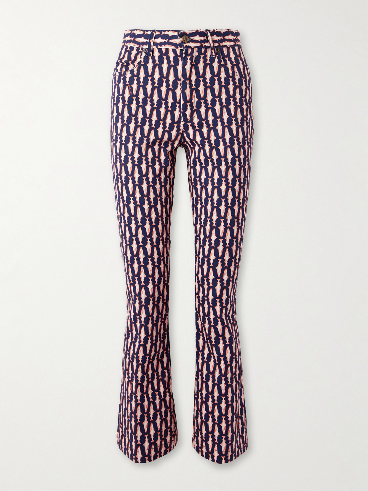 The Cropped Printed Mid-rise Flared Jeans - 1