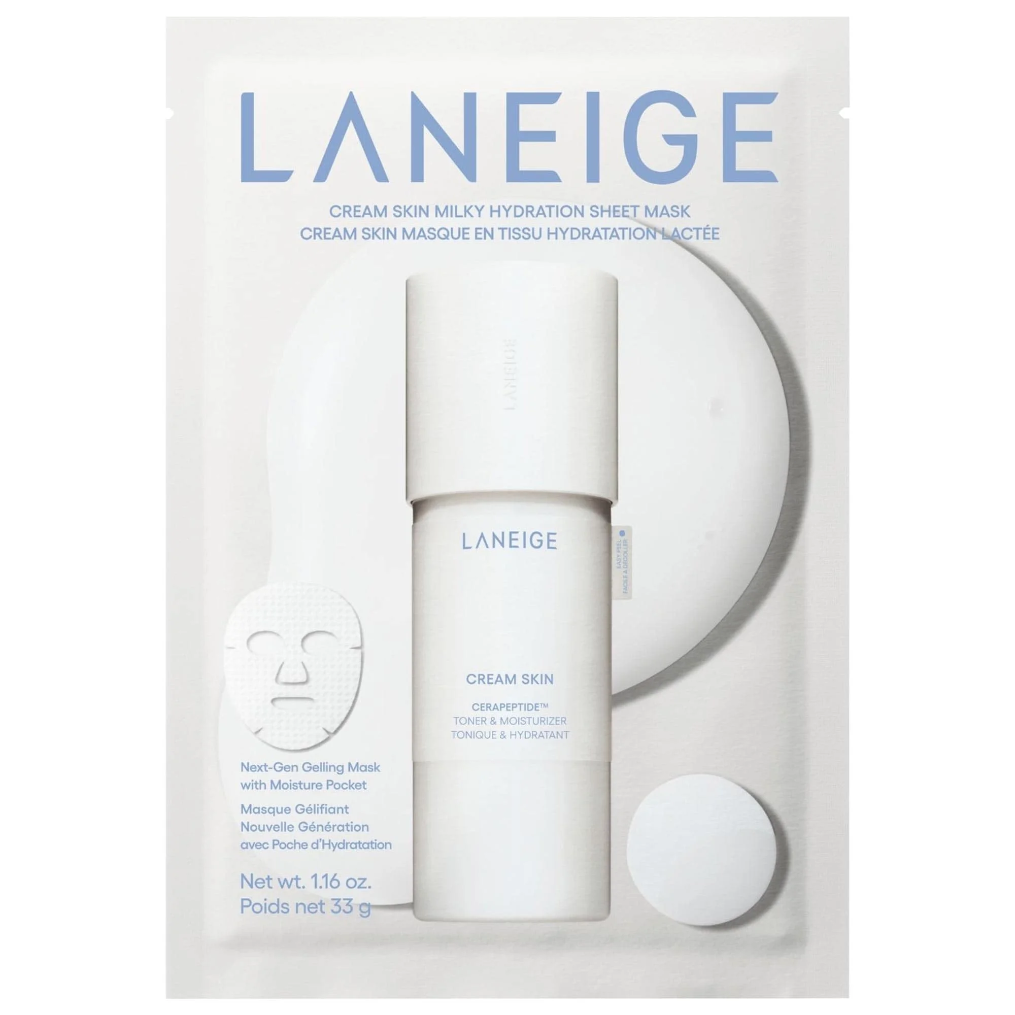 Cream Skin Milky Hydration Sheet Mask with Ceramides & Peptides - 1