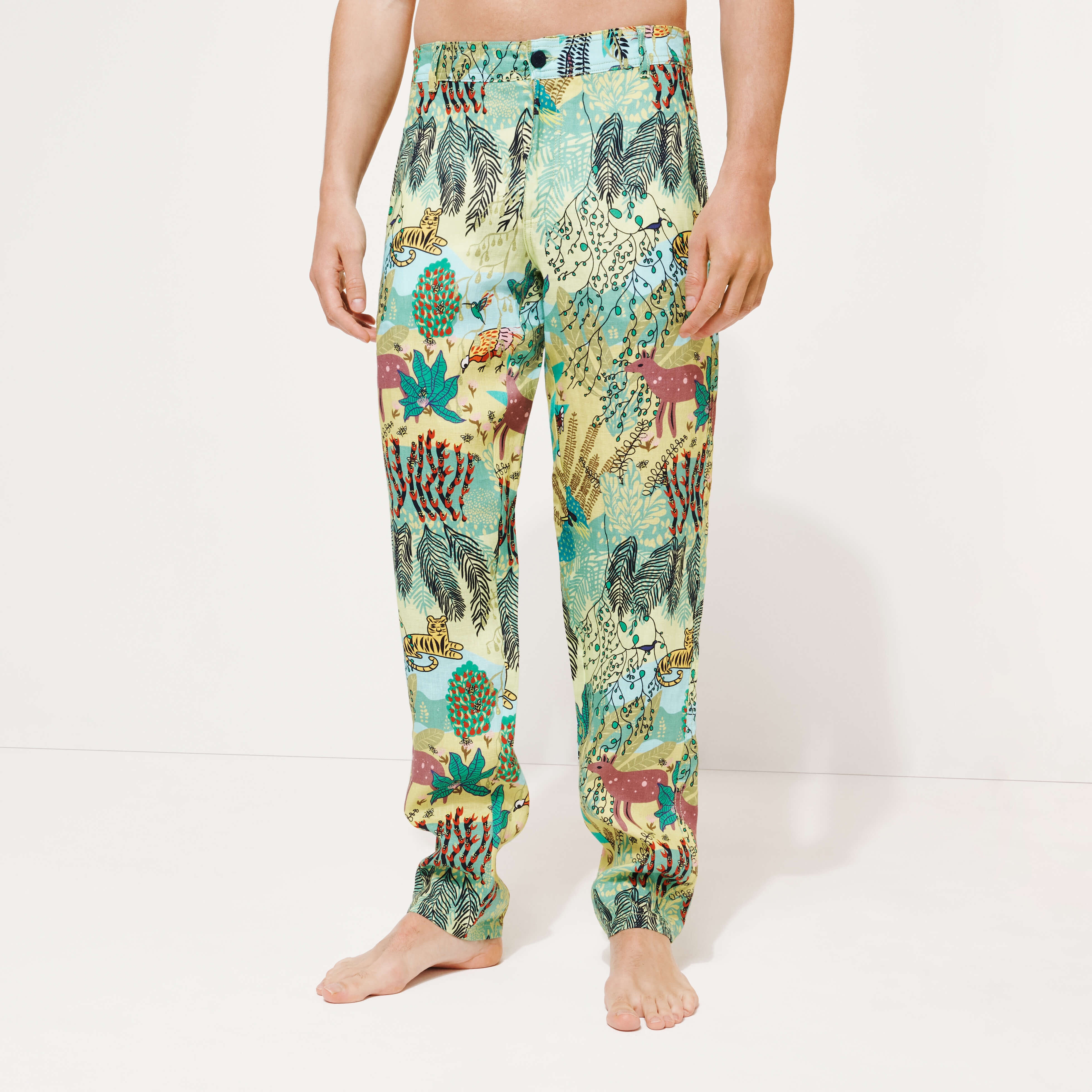 Men Printed Linen Pants Jungle Rousseau - 4