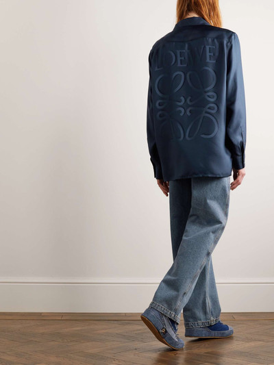 Loewe Convertible-Collar Logo-Jacquard Silk Shirt outlook