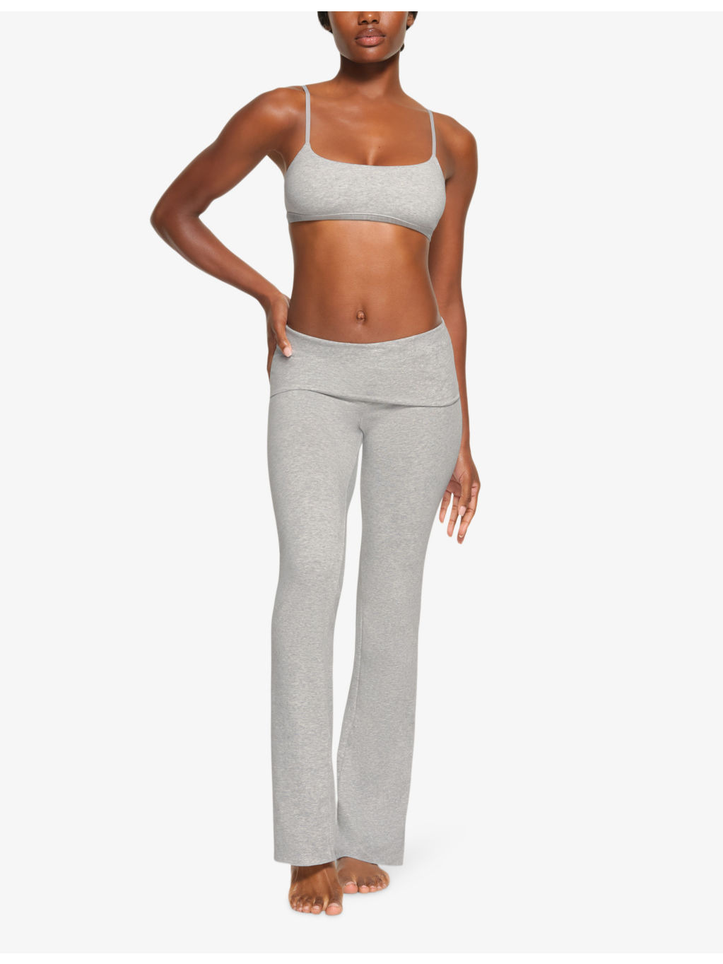 Foldover slim-fit high-rise stretch-jersey trousers - 2