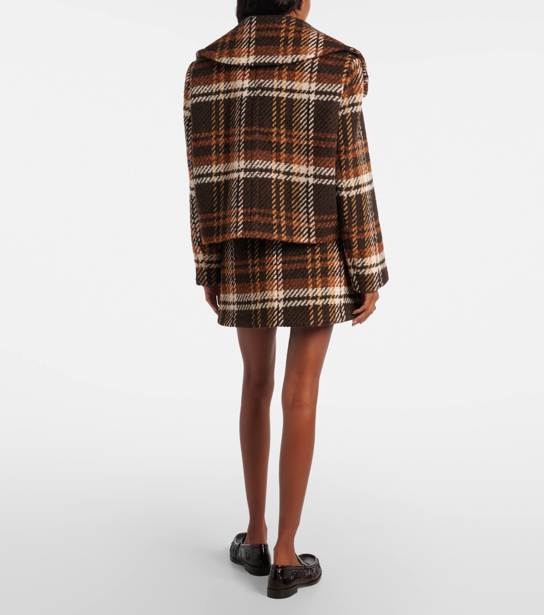 Checked double-breasted wool-blend jacket - 3