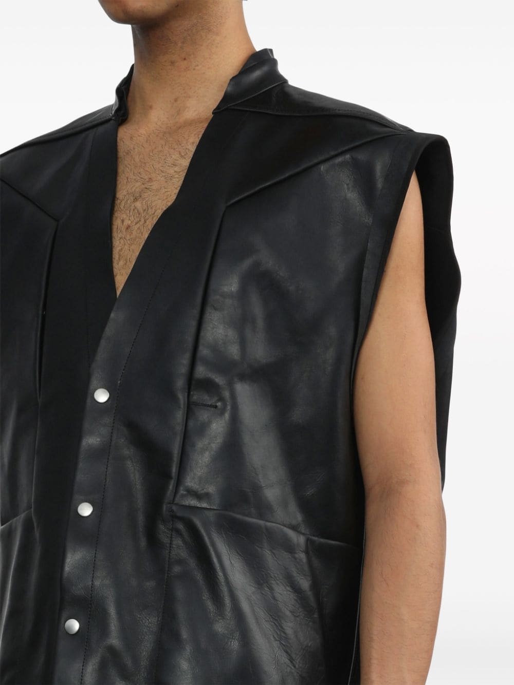 V-neck leather vest - 5