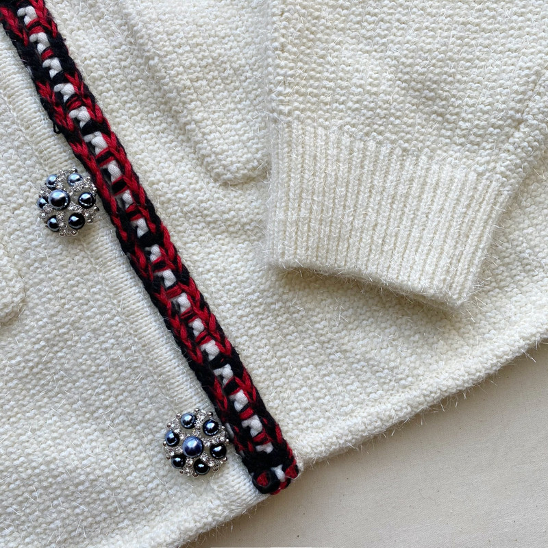 Ivory Metallic Knit Cardigan 6