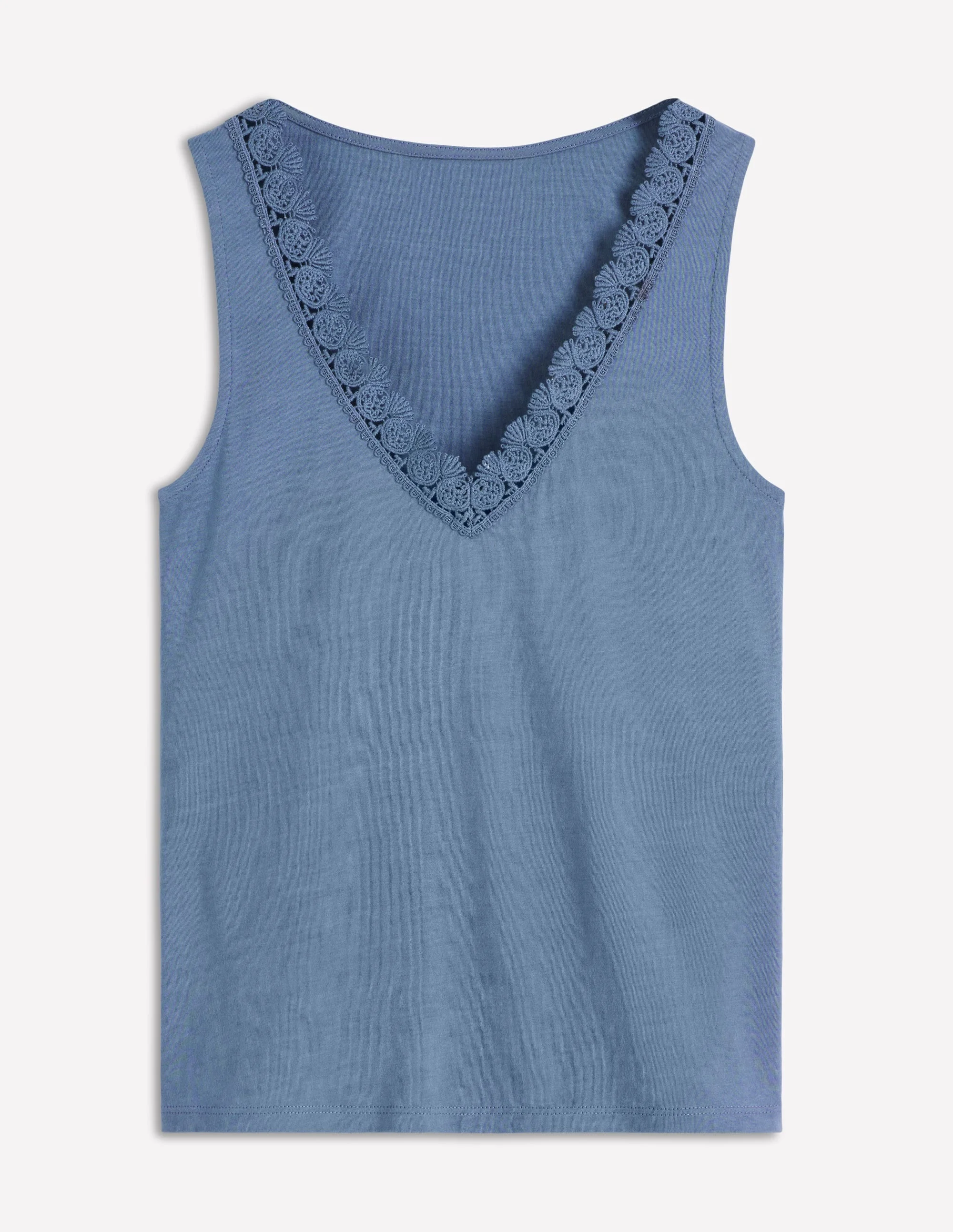 Flora Lace Trim Supersoft Vest-Captains Blue - 1
