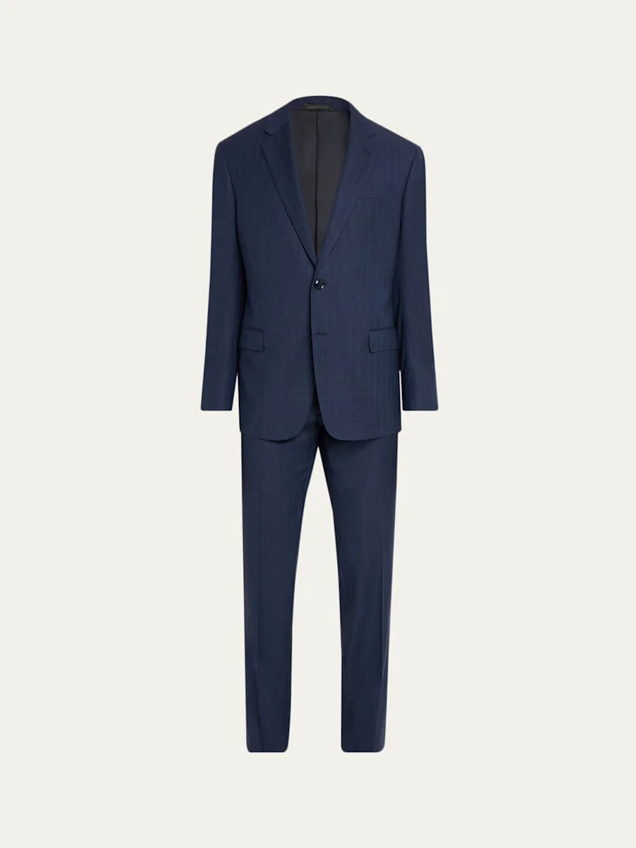 Men's Soft Line Chevron Single-Breasted Suit - 1
