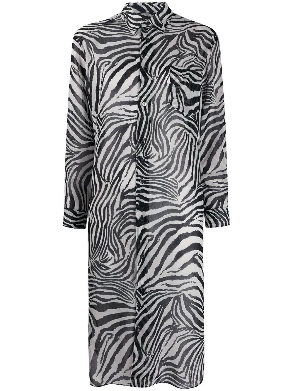 patch-pocket longline zebra shirt - 1