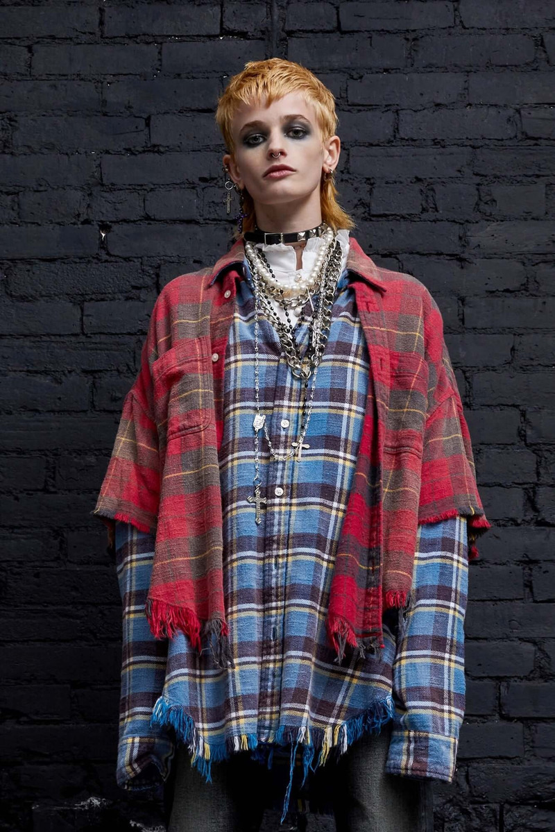 DBL LAYER SHIRT - RED W/BLUE PLAID 1