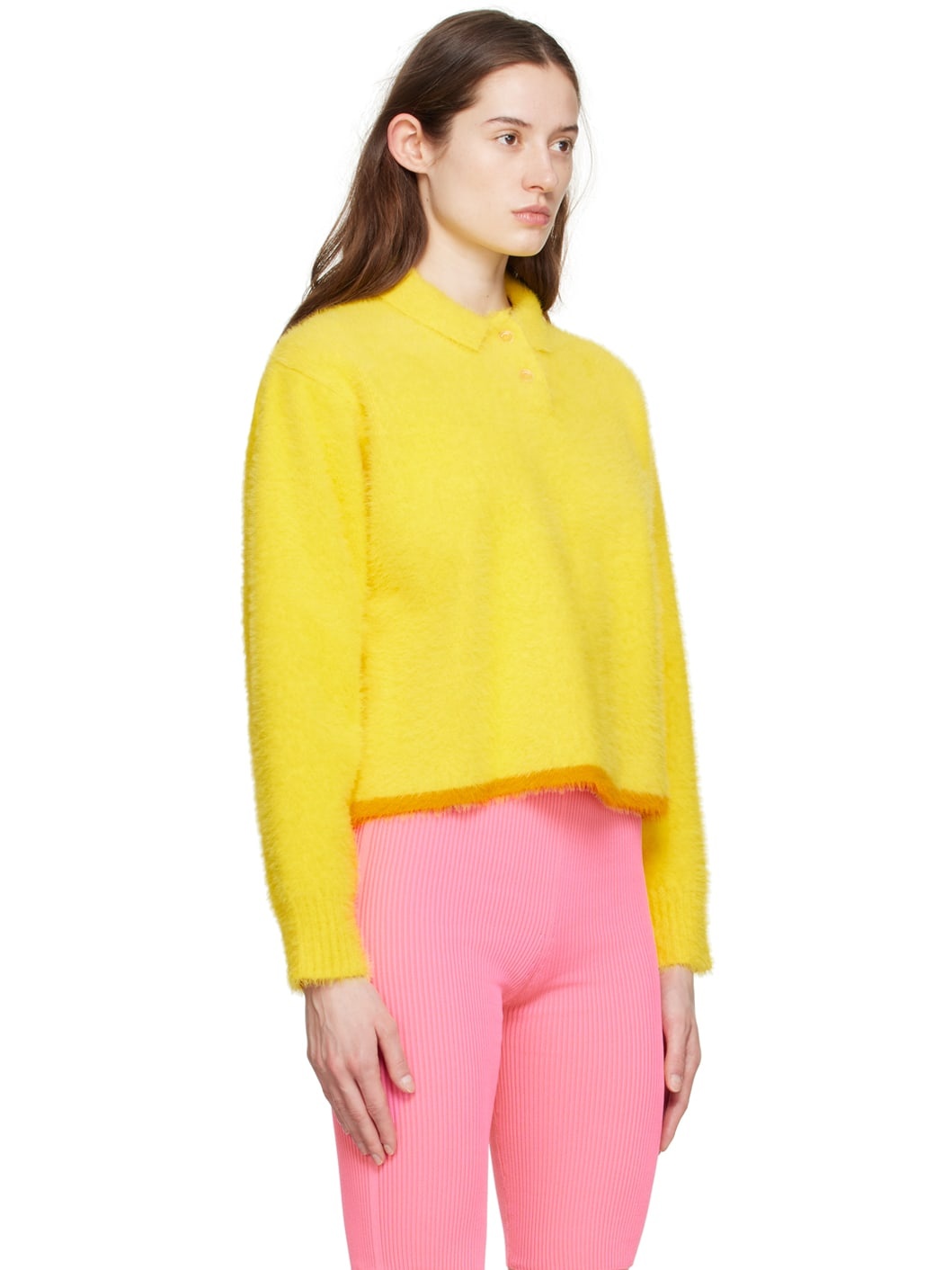 Yellow  'Le Polo Neve' Long Sleeve Polo - 2