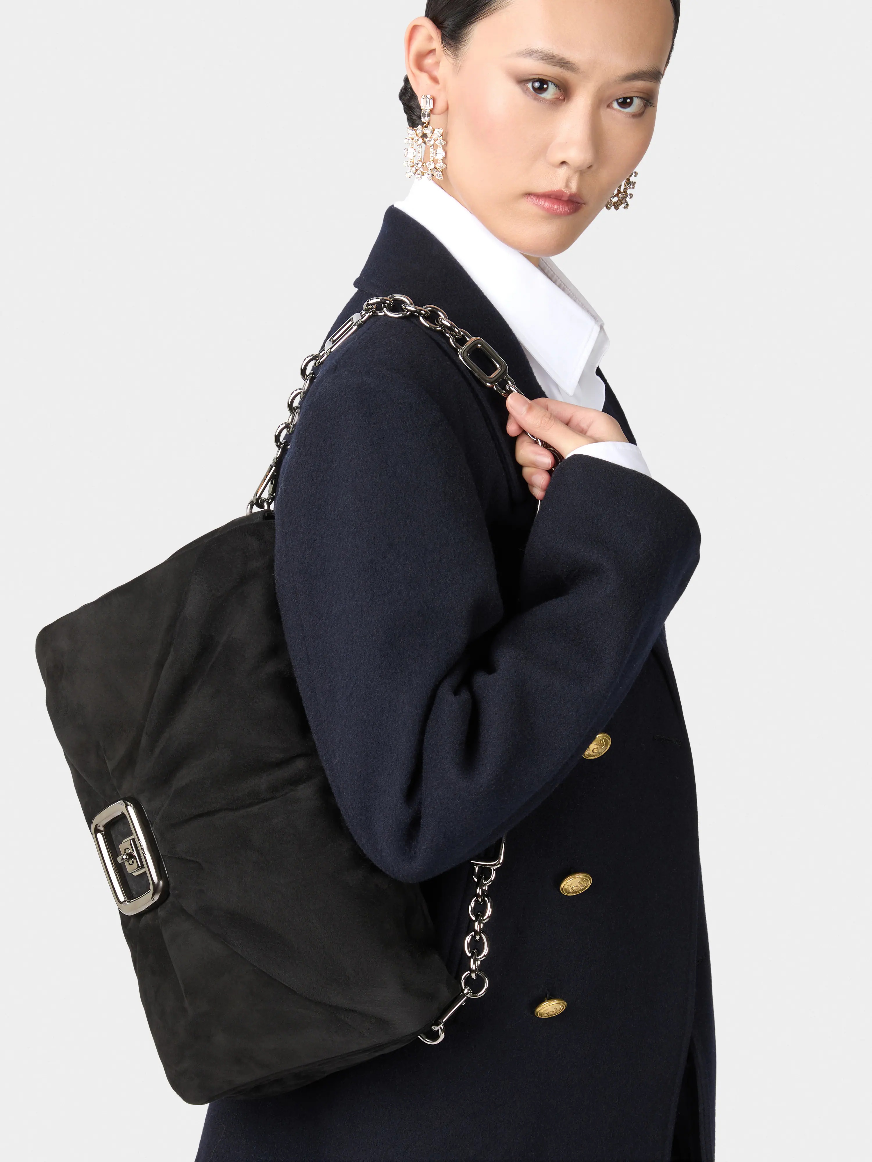 Viv' Choc Large Bag in suede - 8