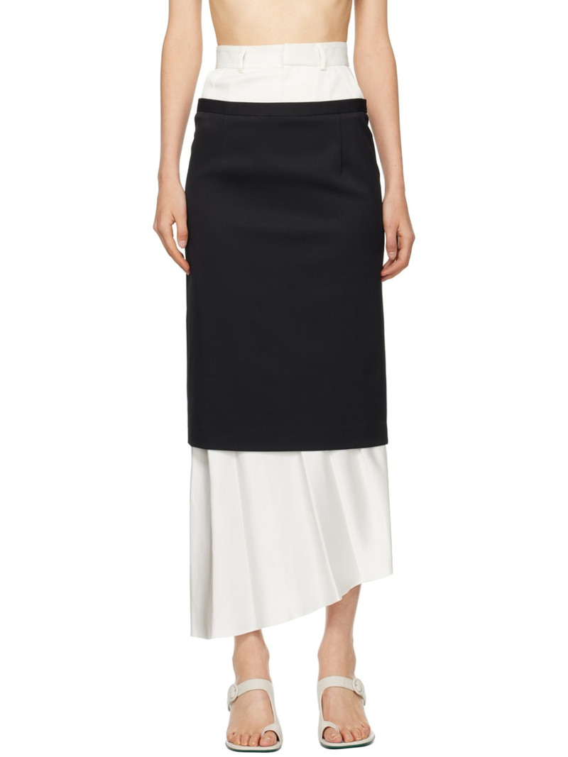 Off-White & Black Layered Maxi Skirt 1