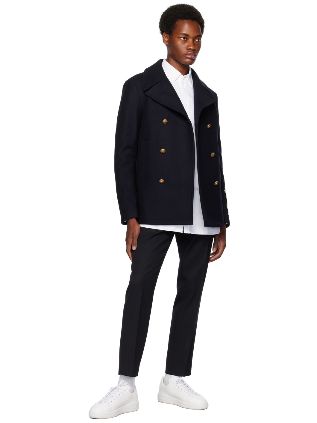Navy Tapered Trousers - 4