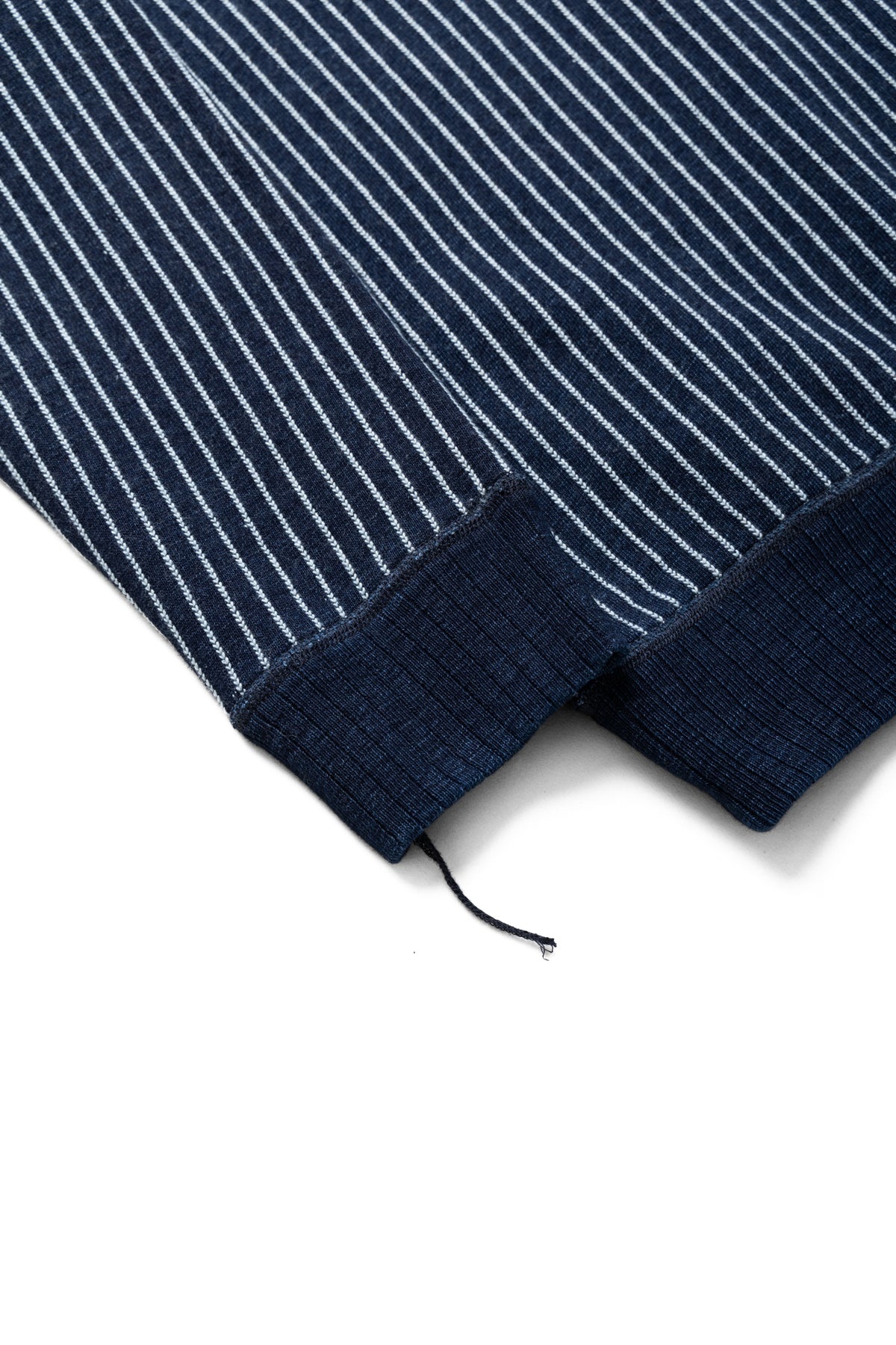 Yarn Dyed Indigo Shawl Collar Sweatshirt - Indigo Stripe - 9