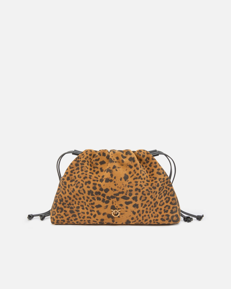 SMALL SUEDE SHOULDER CLUTCH WITH LEOPARD PRINT 1