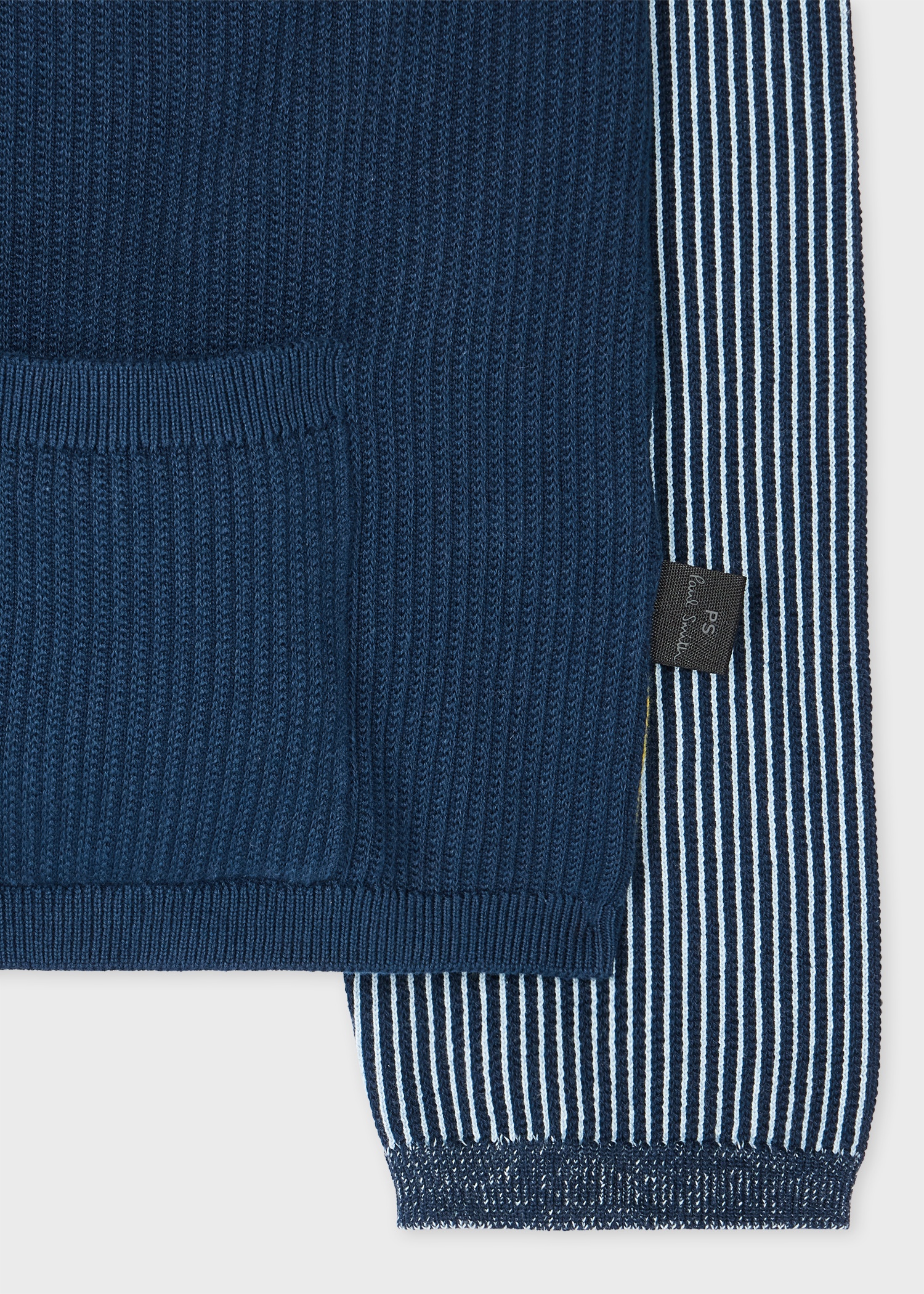 Navy Mixed-Panel Cotton Cardigan - 2