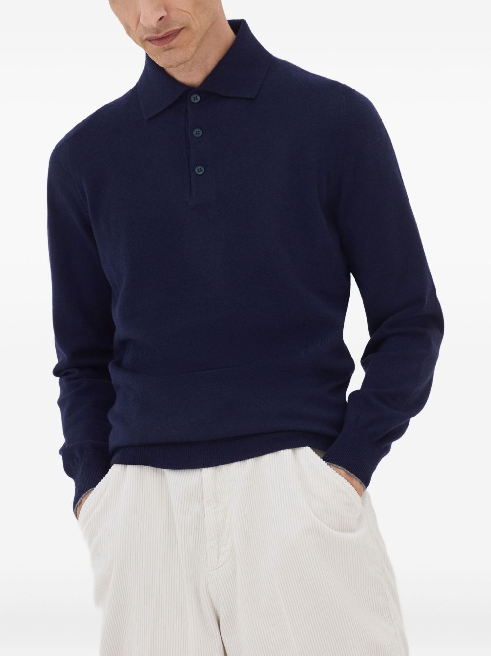 long-sleeved cashmere polo shirt - 3