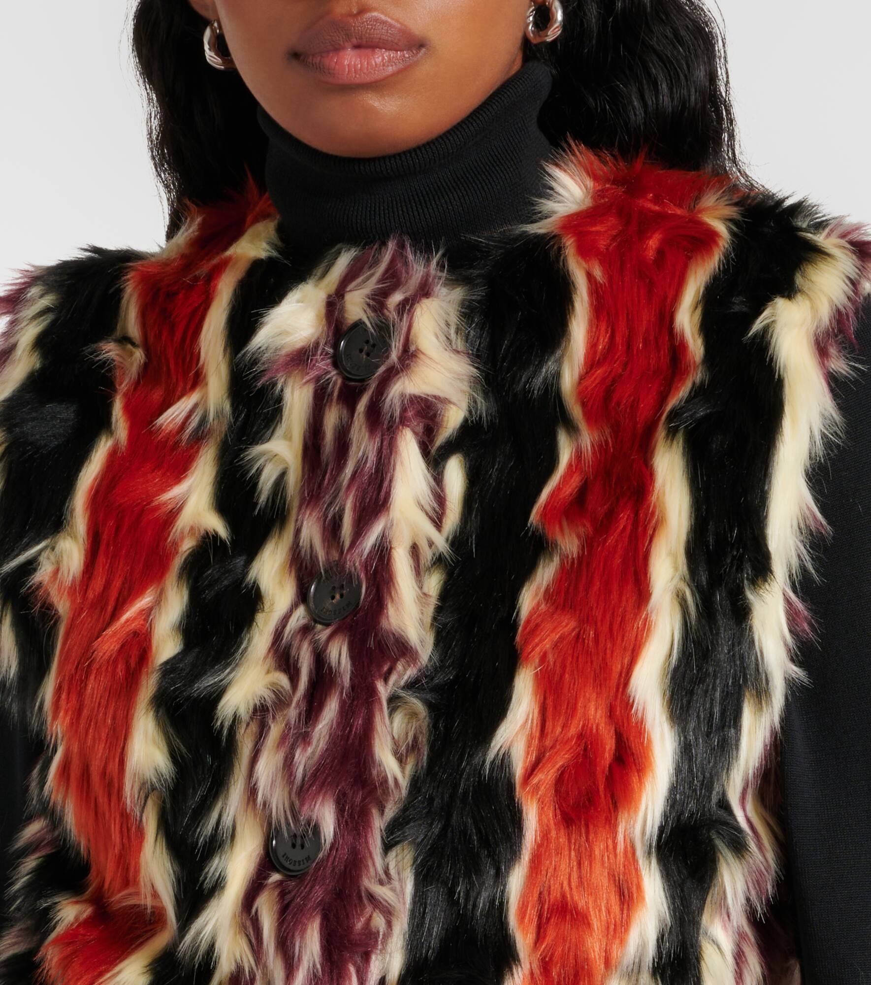 Striped faux fur vest - 4