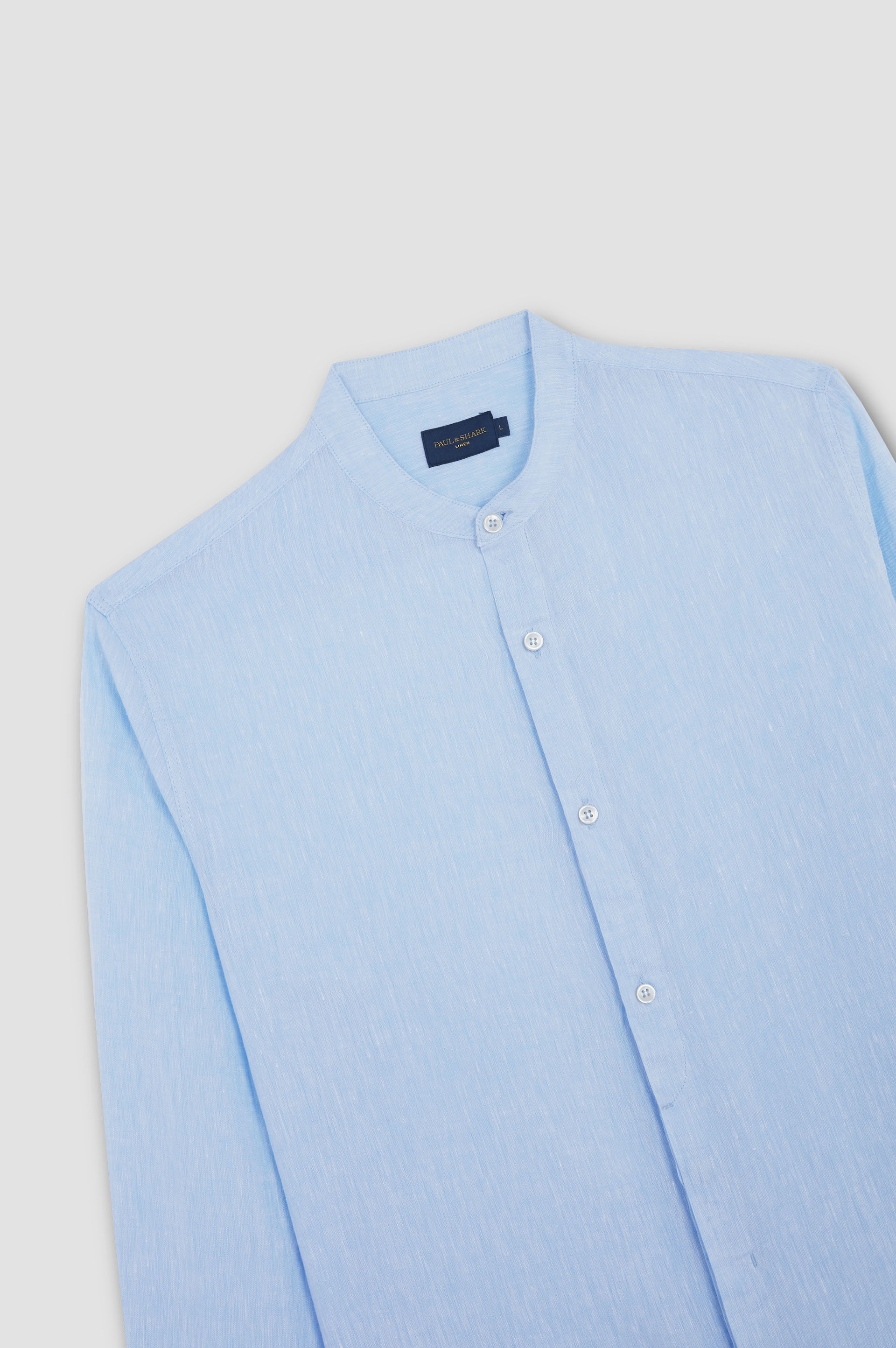 LINEN SHIRT WITH MANDARIN COLLAR - 5