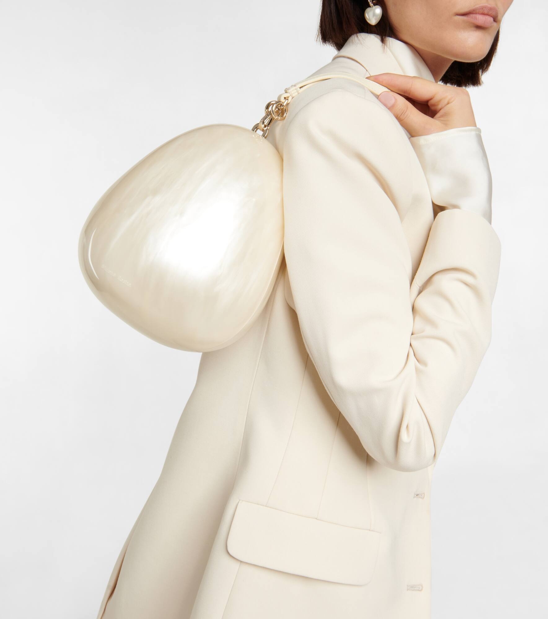 Egg leather-trimmed clutch - 2