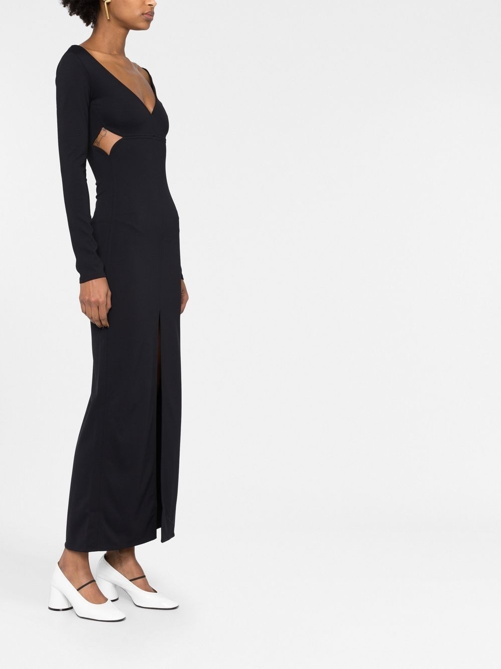 cut-out detail ribbed dress - 4