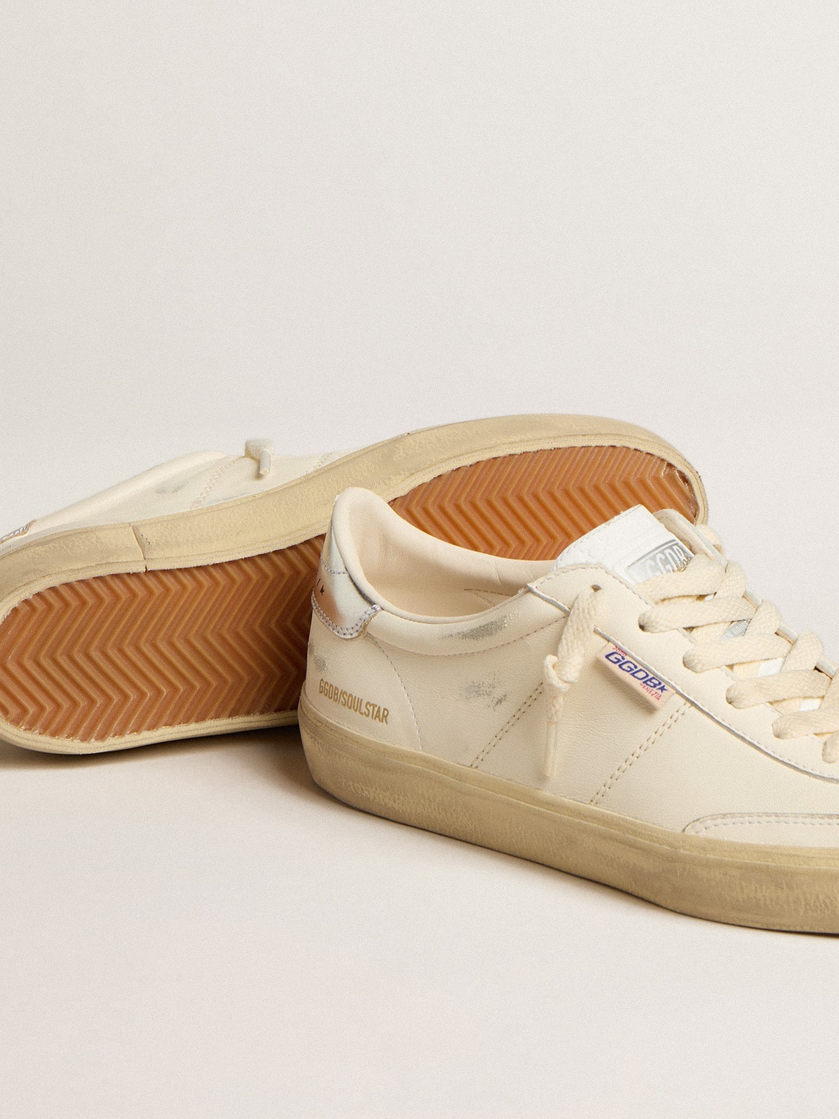 Soul Star in white nappa with metallic silver leather heel tab - 4