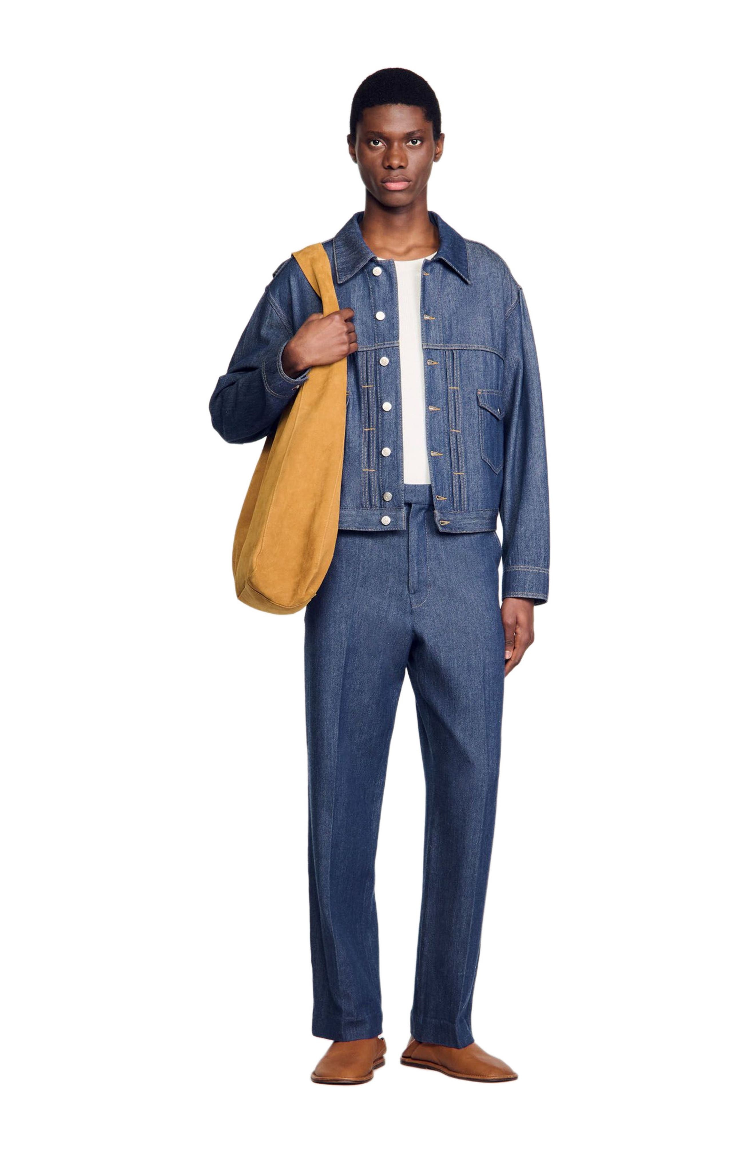 SANDRO Chambray jacket in Raw-Denim at Nordstrom - 6