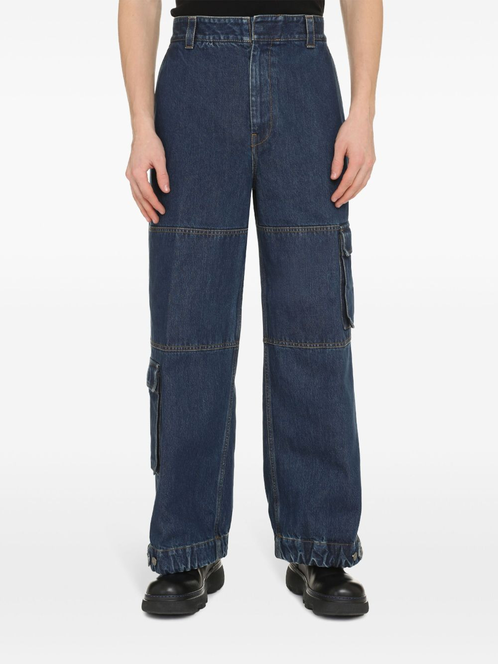 logo-patch cotton wide-leg jeans - 2