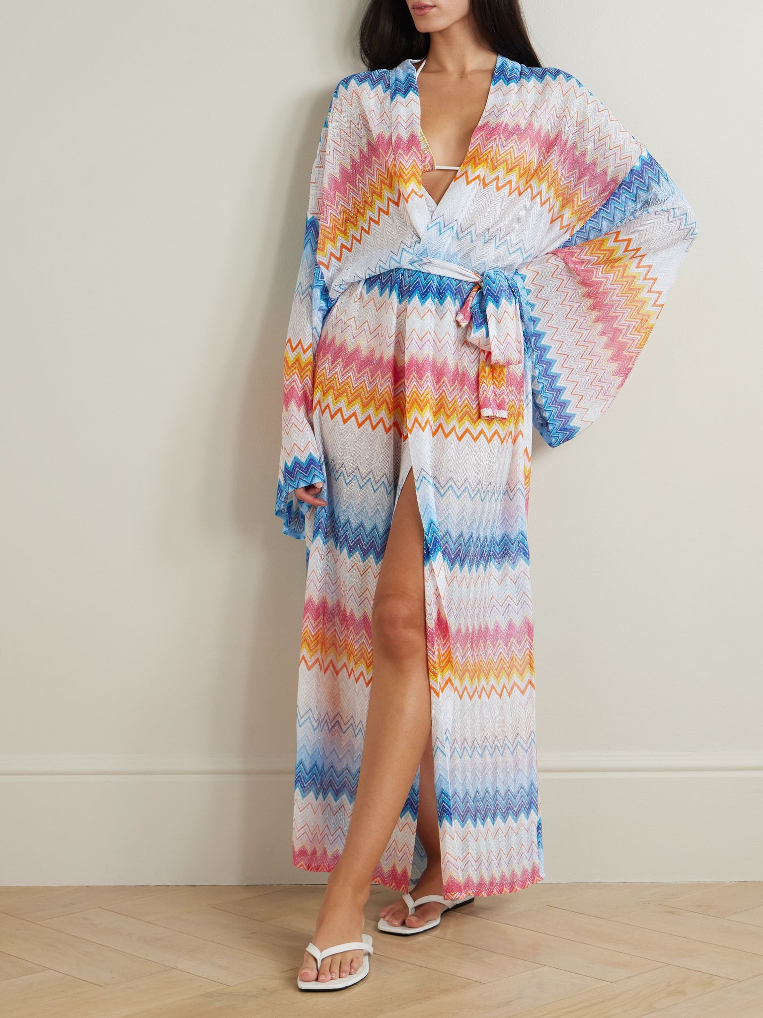 Mare striped metallic crochet-knit coverup Multi - 3