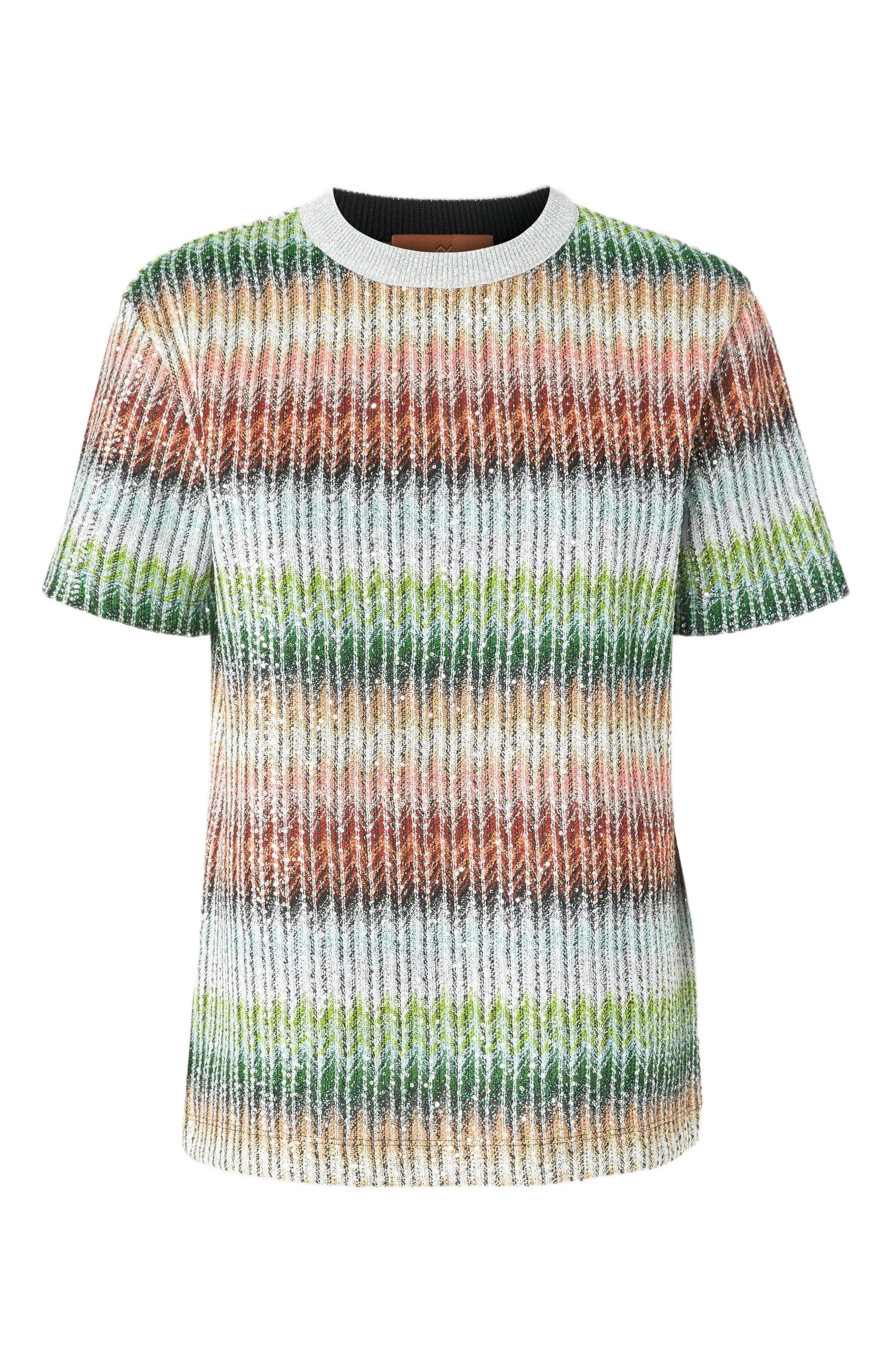 Missoni Crewneck T-shirt In Gradient Zigzag Knit With Sequins in Multicoloured at Nordstrom - 2