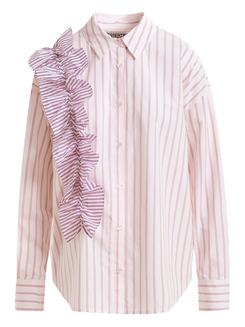 Ibody ruffle-detail striped shirt - 1