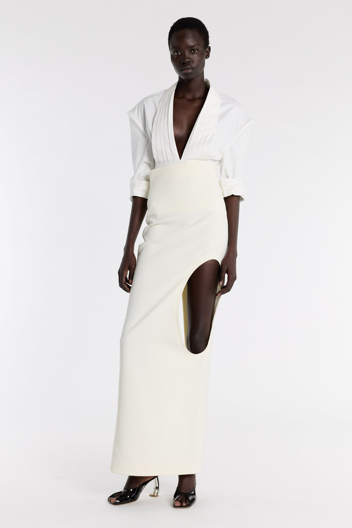 CUMMERBUND COLLAR TUXEDO TOP WHITE - 4