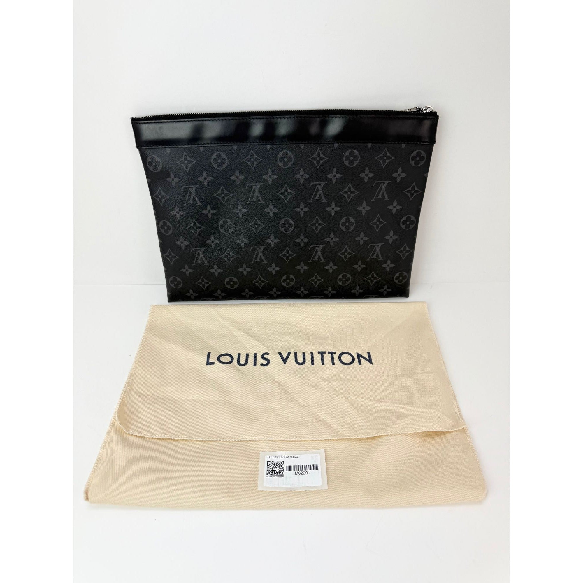 Louis Vuitton Black Monogram Eclipse Discovery GM Pochette Clutch Bag - 2